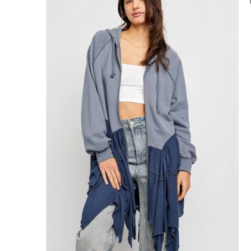 Free People Blue Hooded Cardigan - Picture 4 of 12